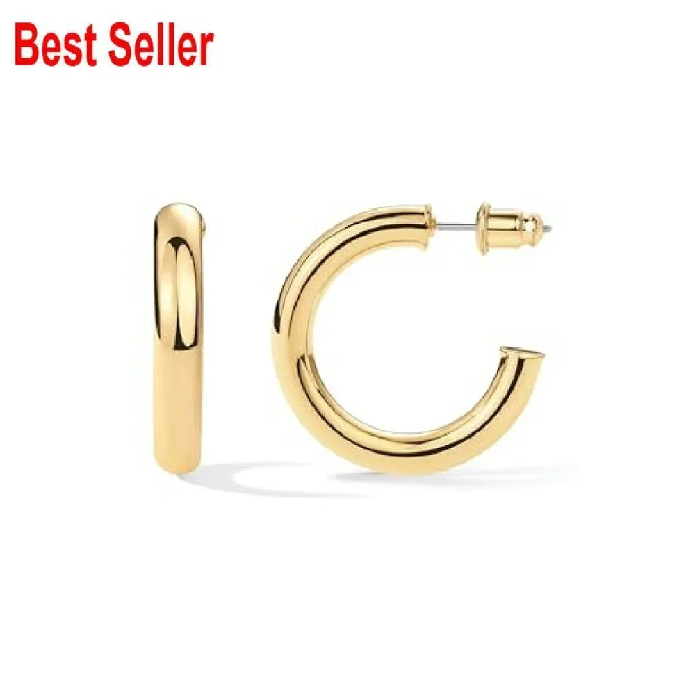 Chunky Open Hoop Earrings Lightweight Gold Plated Trendy Y2K Minimal